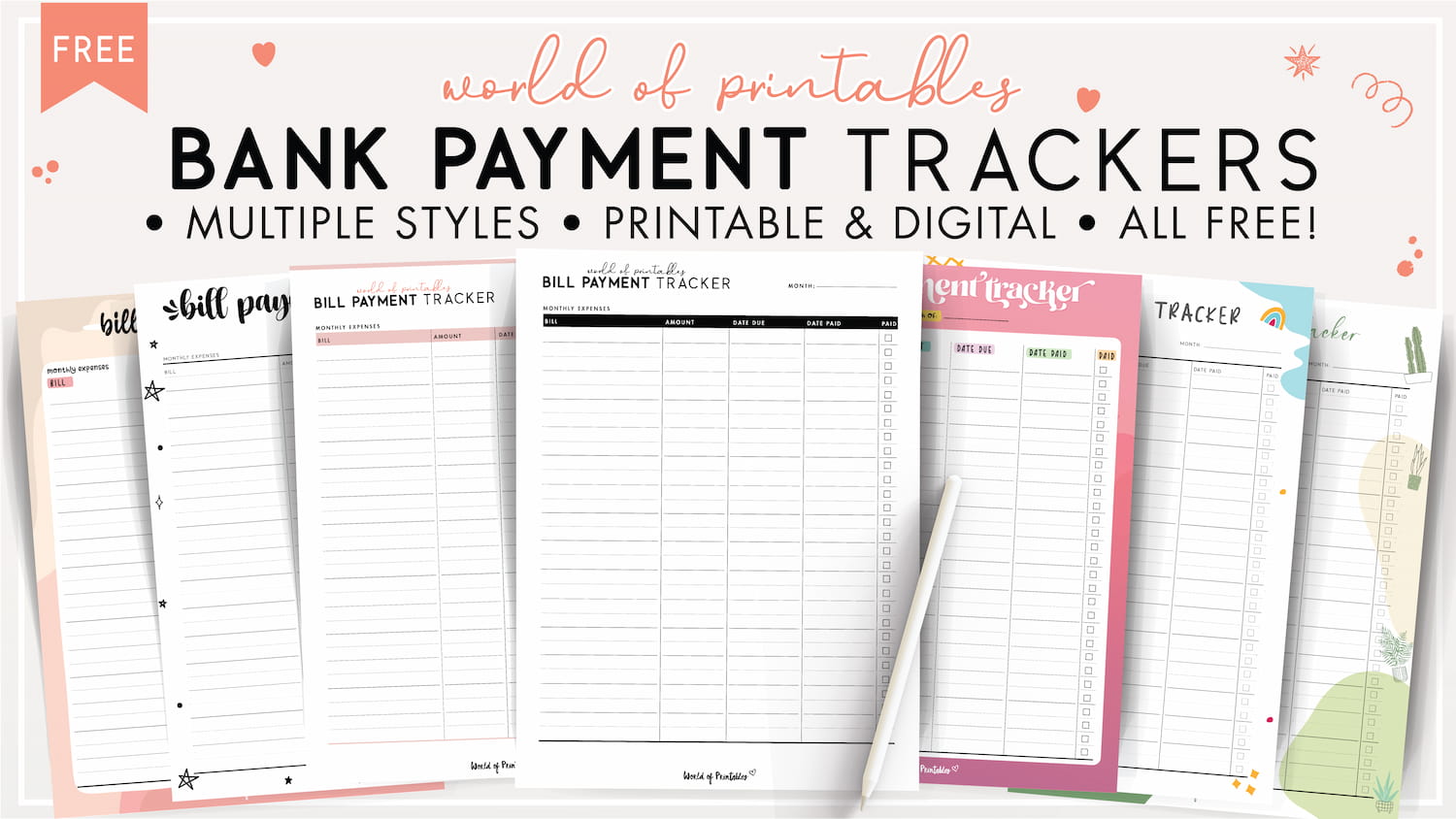 free printable bill tracker pdf - world of printables